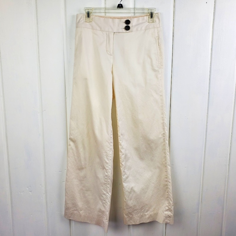 J. Crew Women's 0 Khaki Mid Rise Wide Leg Trouser Pants Style 83946 Y2k